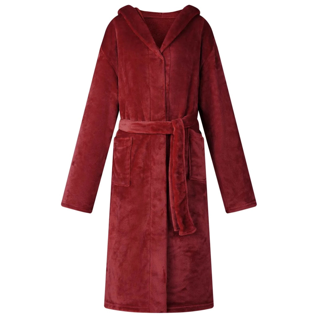 Accappatoio con Cappuccio Rosso Bordeaux l Flanella CFW3510499