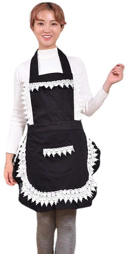 Cappotto da cucina per donna e ragazza con tasche per regali, nero (78 cm * 66 cm)