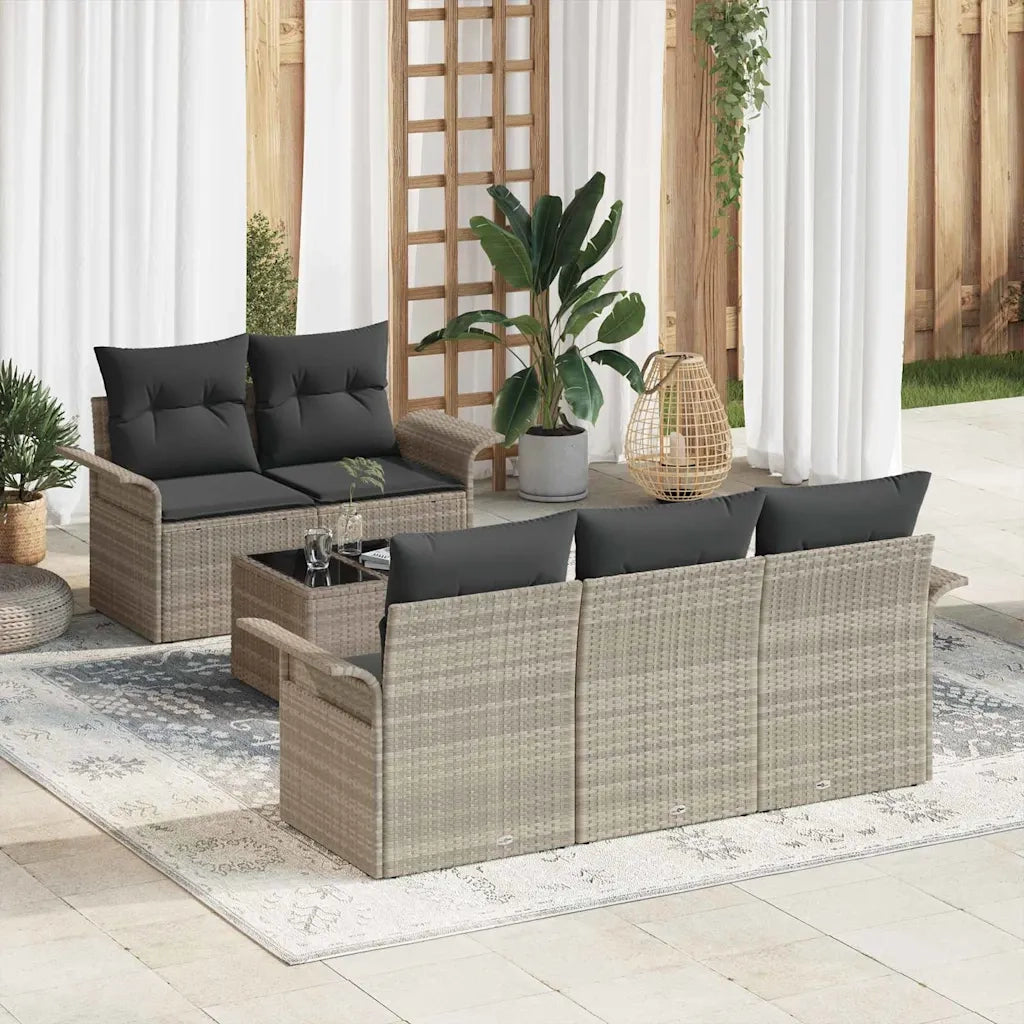 Set Divano da Giardino 6 pcs Grigio chiaro e grigio scuro