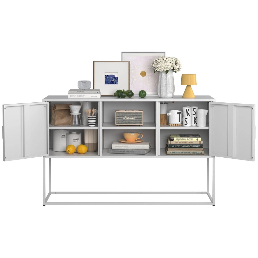 Credenza Buffet con Ante e Ripiani ¨C MINIMAL ¨C Bianco, Metallo, 120x75x40 cm