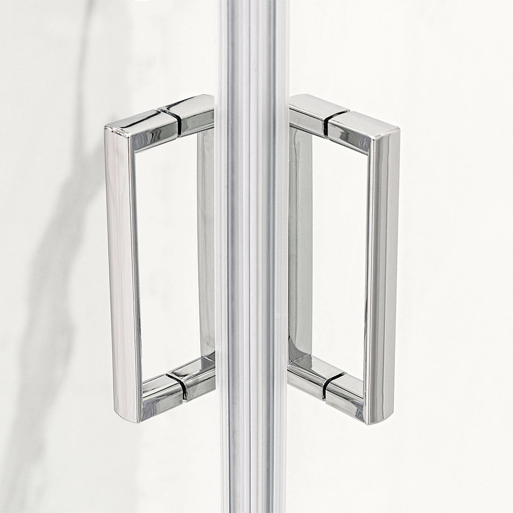 Box doccia angolare 70x120 con doppia porta scorrevole cristallo trasparente e profili cromati Geo