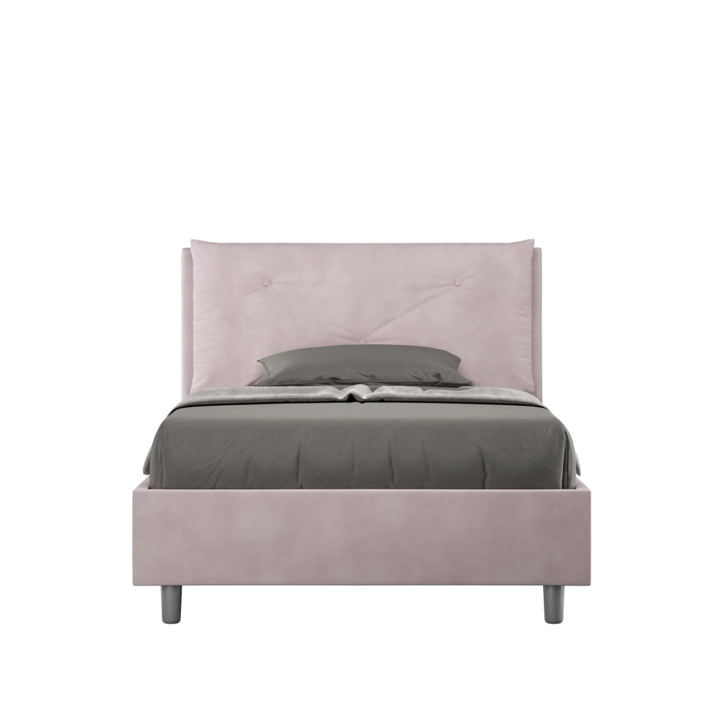 BS COM Letto una piazza e mezza contenitore imbottito 110x190 microfibra glicine