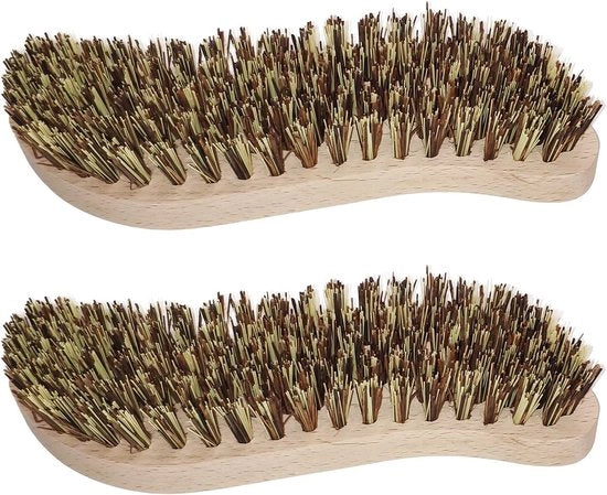 Set di spazzole a mano ergonomiche - 2 pezzi - legno