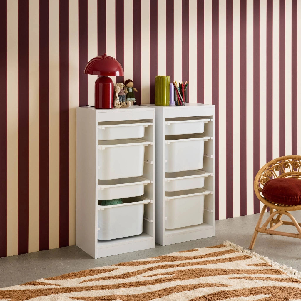 Set di 2 mobili per bambini con 4 contenitori, bianco