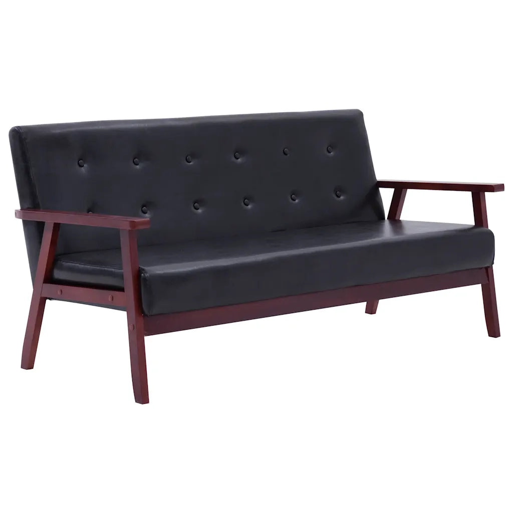 Divano a 3 Posti-Sofa 3 Posti Nero in Similpelle