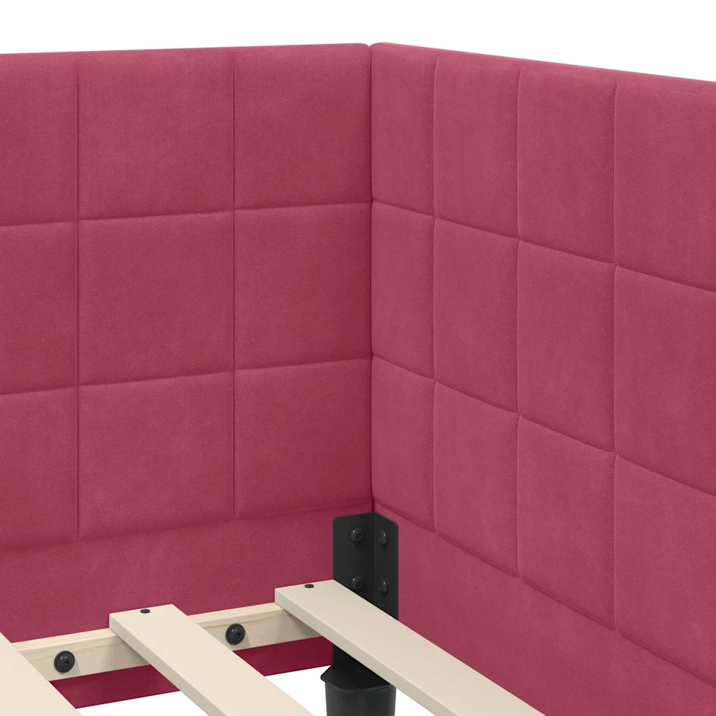 Cornice del letto ad angolo Rosso Vino 100 cm x 200 cm Velluto 42016442