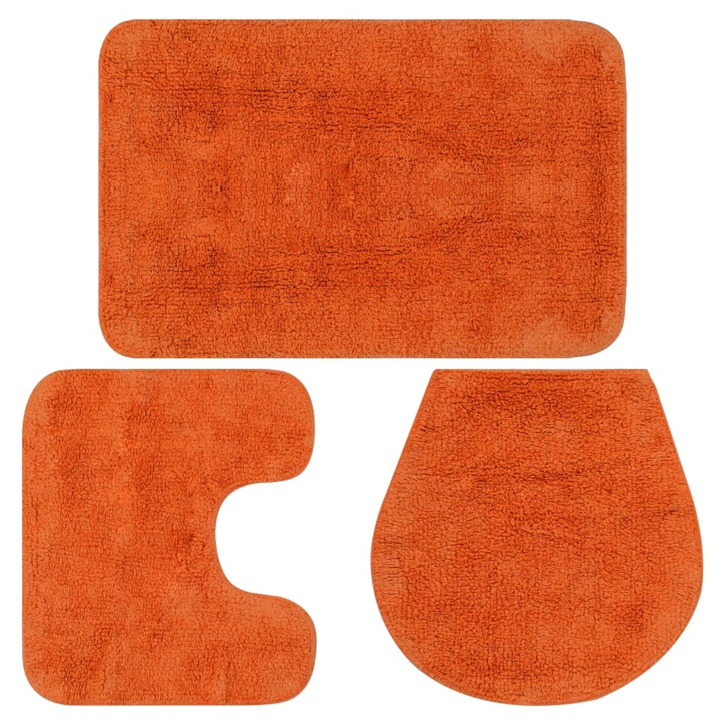 Set di 3 tappeti da bagno in tessuto arancione 02_0005747