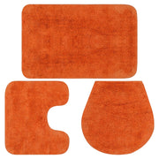 Set di 3 tappeti da bagno in tessuto arancione 02_0005747