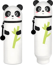 Etui 2-in-1, tappo per matite, sacchetto morbido in silicone, disegno panda, etui per matite, etui, pieghevole e impermeabile