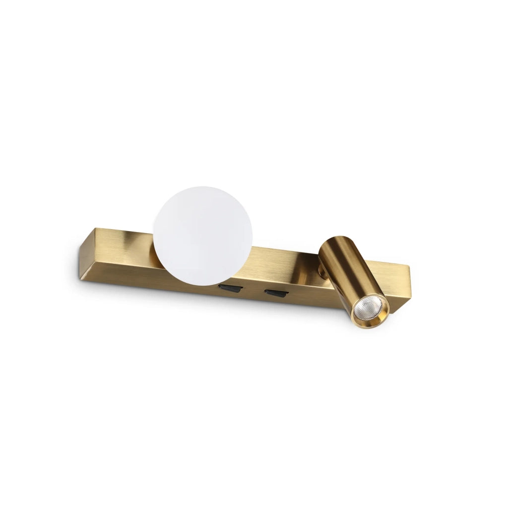 Applique Binomio Led 6W Luce Calda Ottone Dimmerabile Ideal Lux