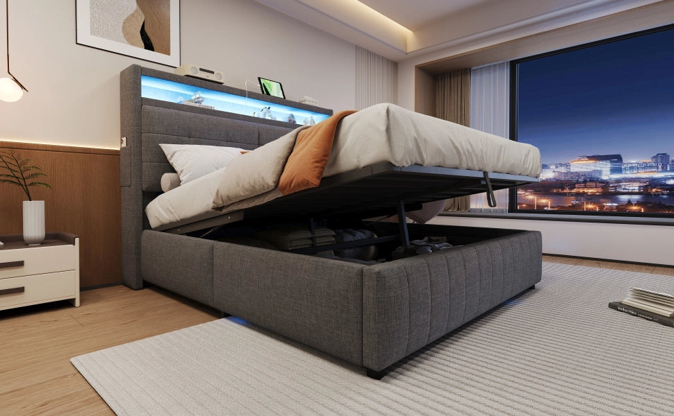 letto imbottito lino grigio 160 x 200 cm
