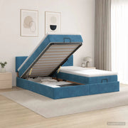 Letto ottomano con materasso 2 pz Blu Scuro Velluto 3456748