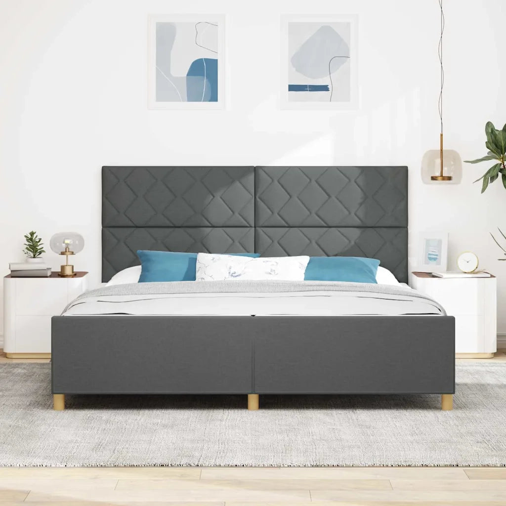 Struttura del letto Grigio scuro 200 x 200 cm Tessuto