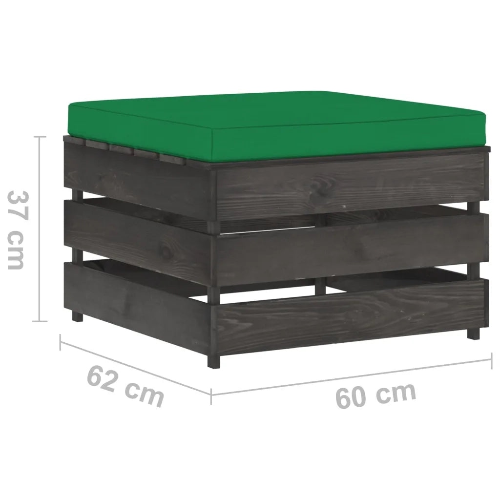 Set Salotto da Giardino 2pz con Cuscini Legno Impregnato Grigio 3068149