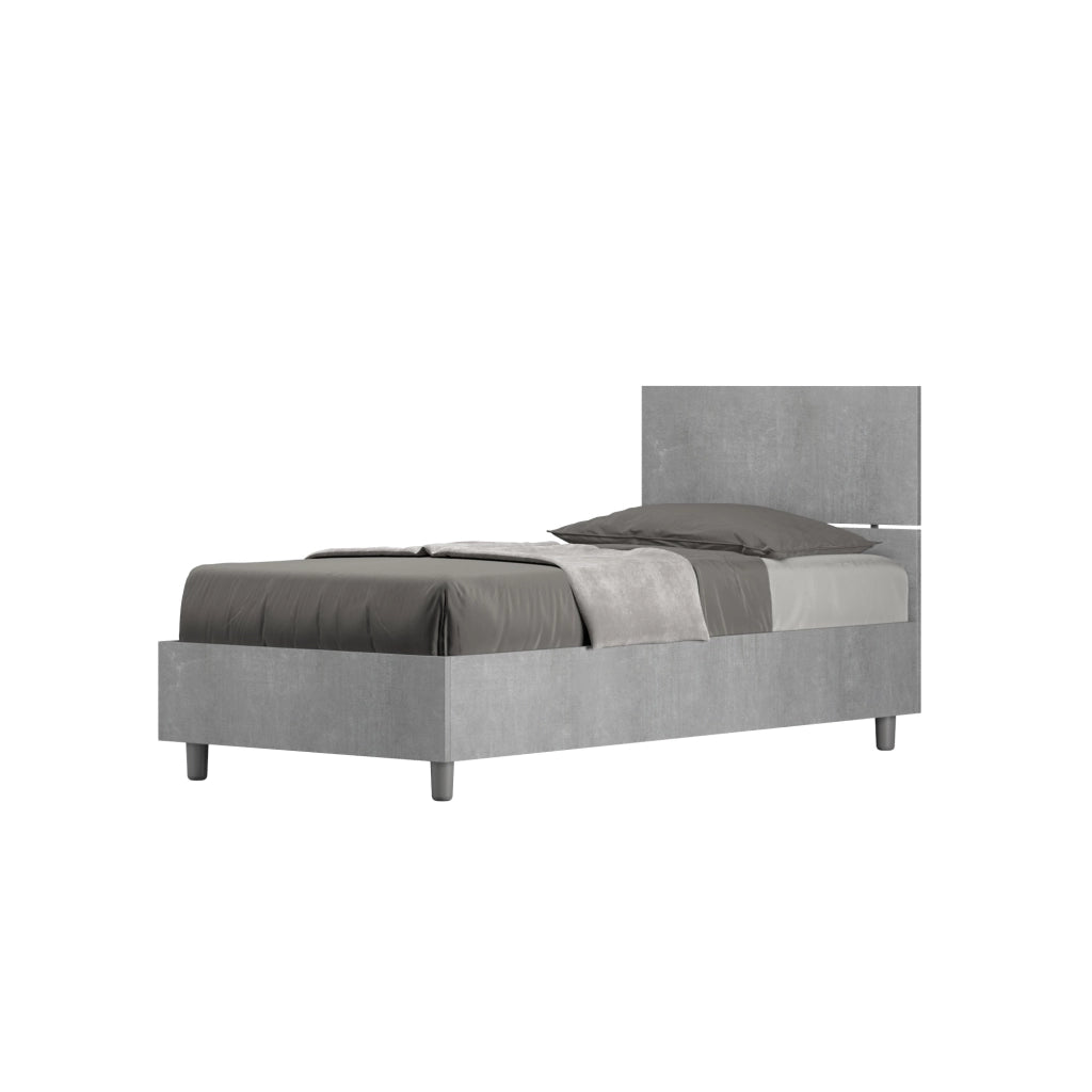 BS COM Letto singolo contenitore 80x190 testata dritta cemento