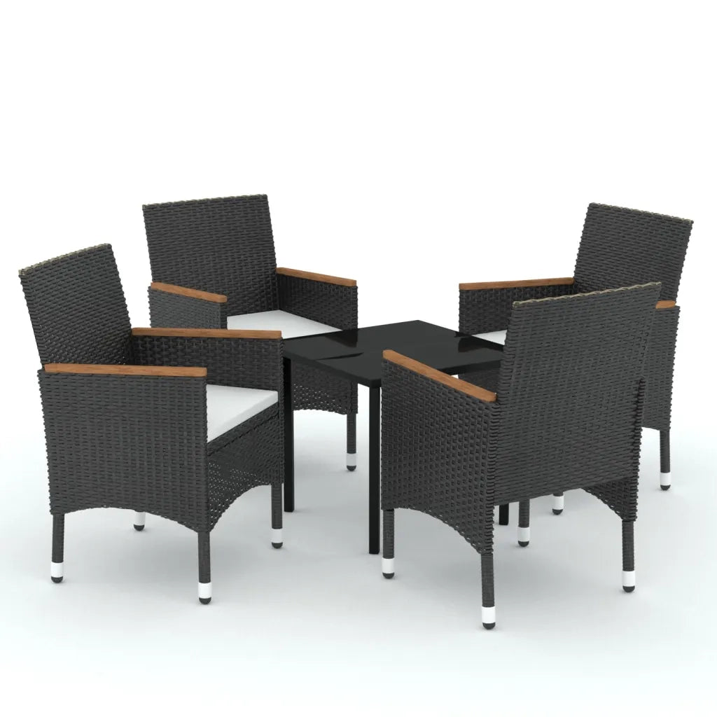 Set da Pranzo da Giardino 5 pz con Cuscini Nero 3099330