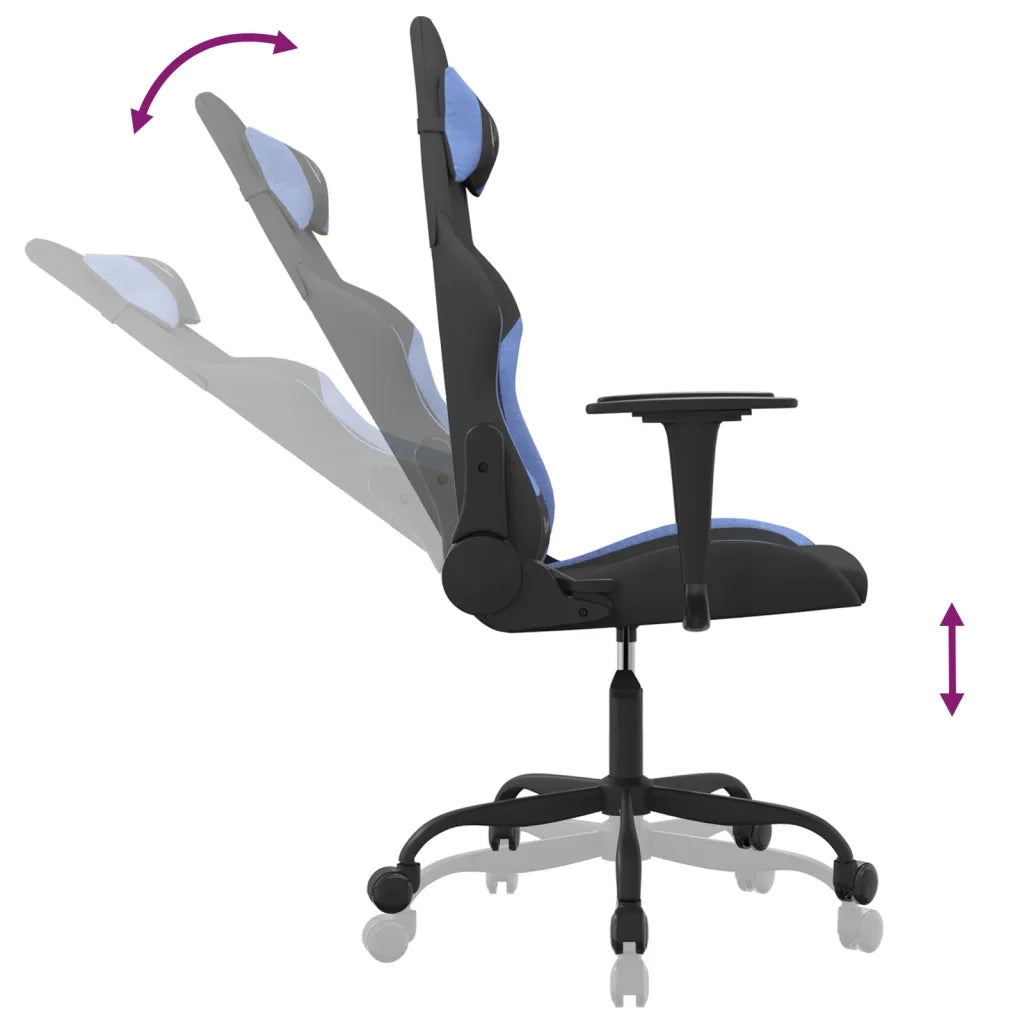 Sedia da Gaming Nero e Blu in Tessuto 3143718