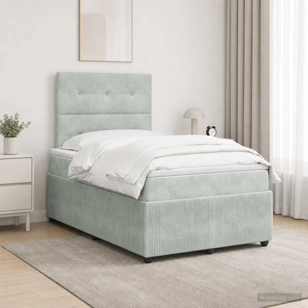 Letto Box Spring LED con Materasso Grigio Chiaro 120 x 190 cm 3456029