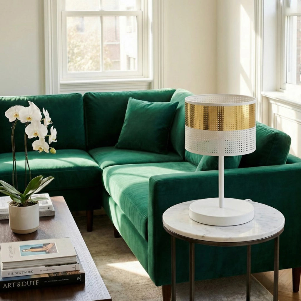 Lampada da tavolo LUX bianco oro E27 Emibig