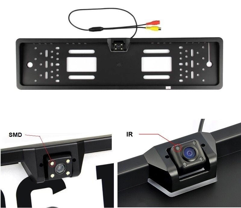 PORTATARGA CON TELECAMERA RETROMARCIA RETROCAMERA 4 LED AUTO VISIONE NOTTURNA