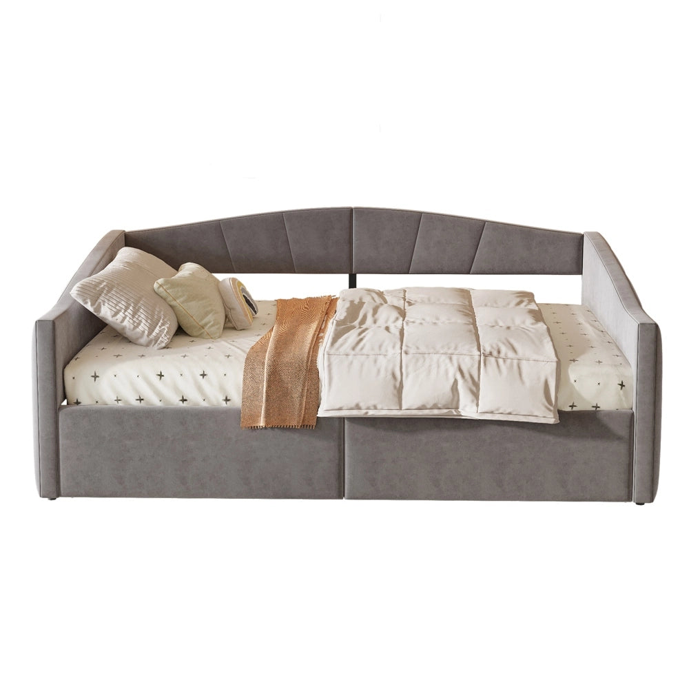 Divano letto doppio 140x200cm - Xylo - grigio, velluto pelle, classico