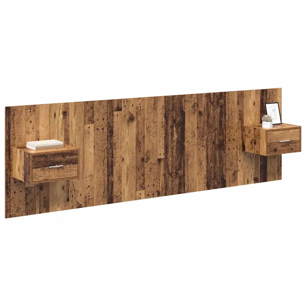 Testata con Comodino 3 pcs Legno vecchio Legno multistrato 3415742