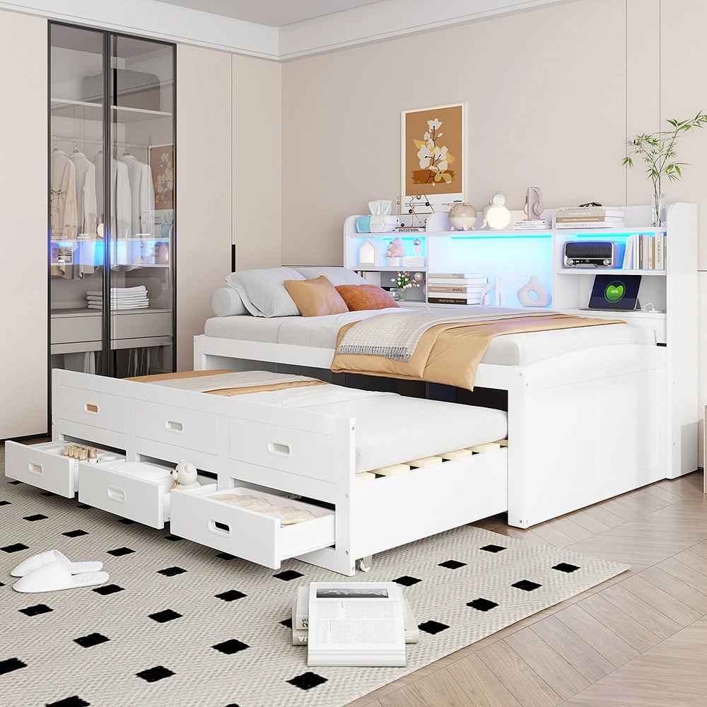 Daybed - Xylo - 90x200 cm LED USB 3 cassetti bianco