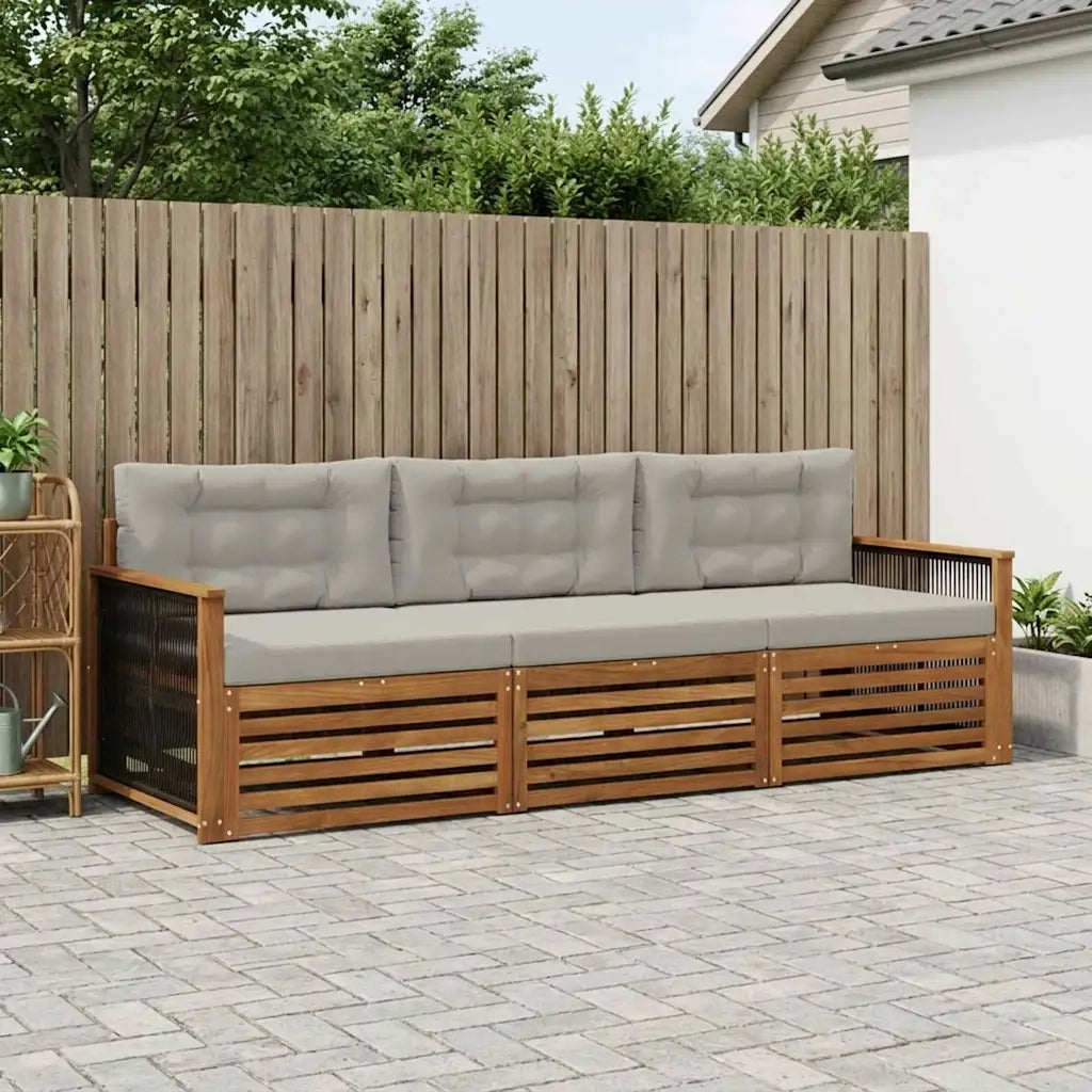 Set di divani da esterno 3 pcs Naturale e Grigio Chiaro 3382964