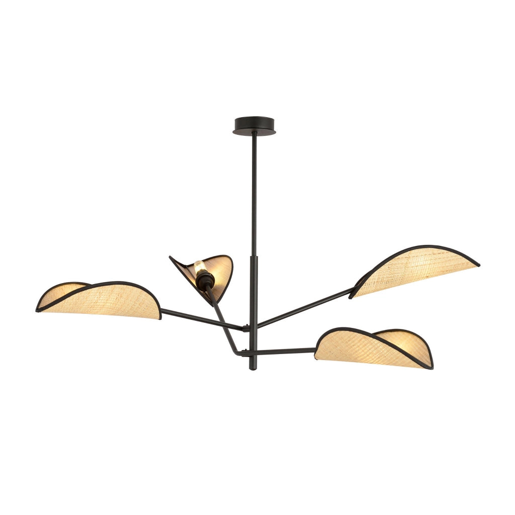 Plafoniera Emibig Vene rattan nero 4xE14 102cm dimmerabile