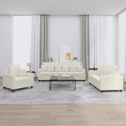 Set di Divani 3 pz con Cuscini Crema in Velluto 3201688
