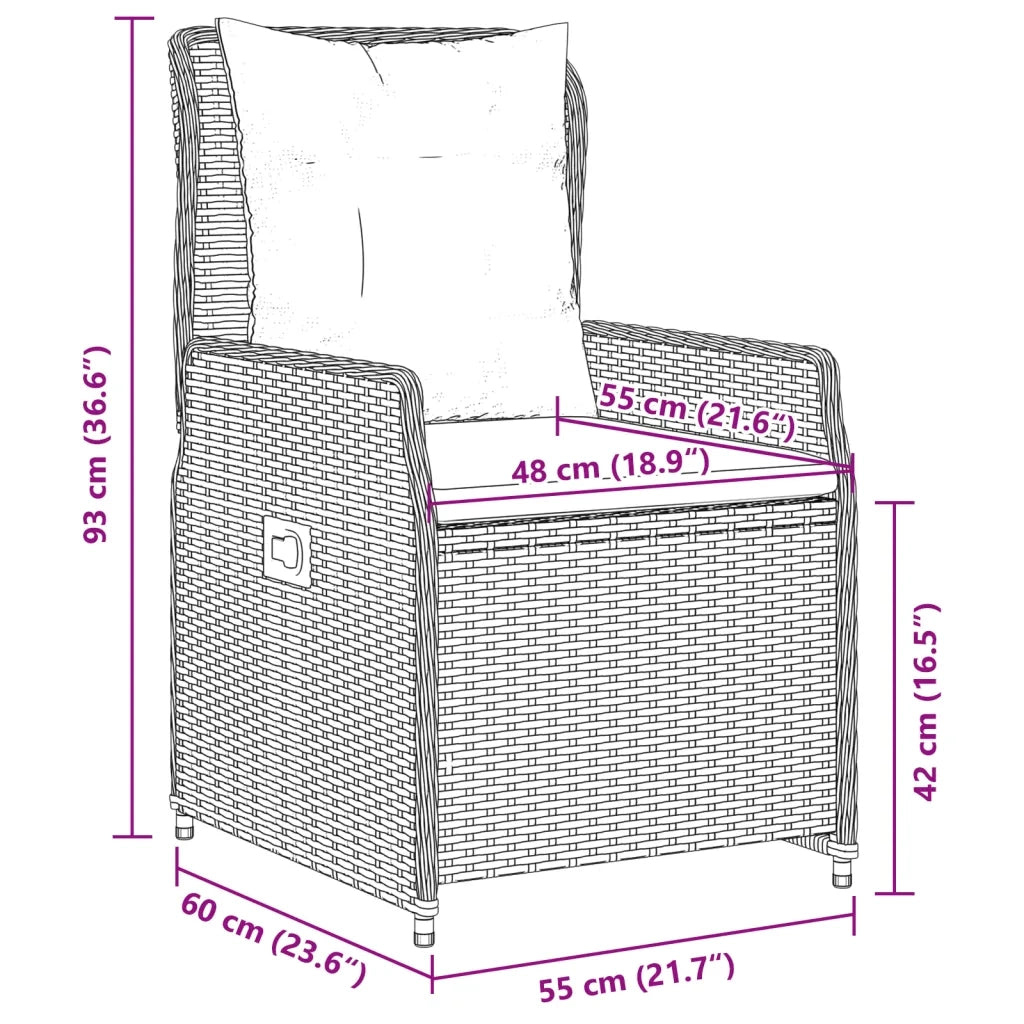 Set da Pranzo da Giardino 5pz con Cuscini in Polyrattan Marrone 3262850
