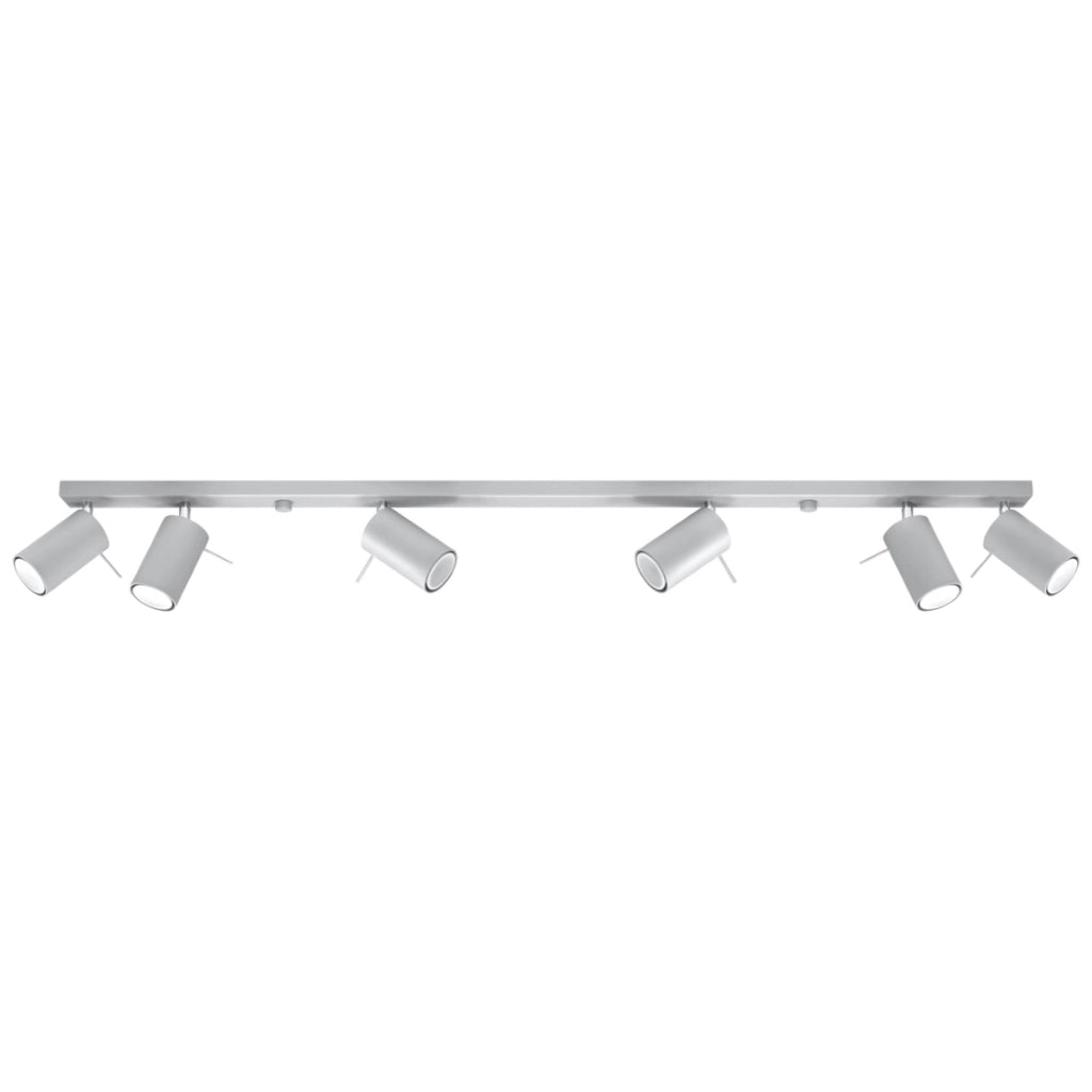 Lampada da soffitto a LED regolabile a 6 luci Ring in acciaio grigio, design moderno