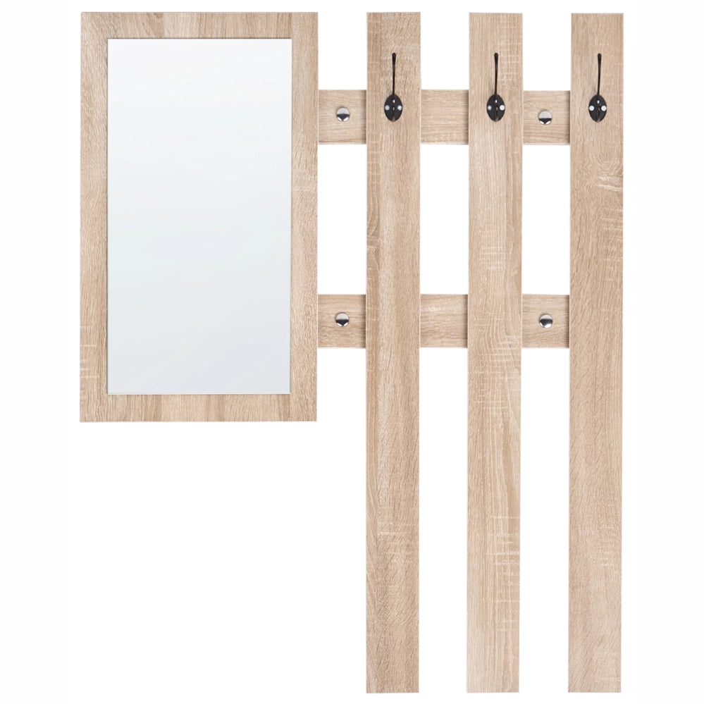 Set da ingresso Appendiabiti con contenitore per scarpe, specchio e ganci appendiabiti Marrone chiaro