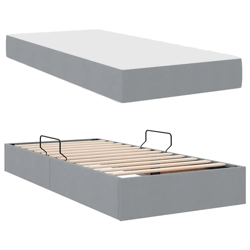 Letto con contenitore e materasso Grigio chiaro 100 x 200 cm 3399640