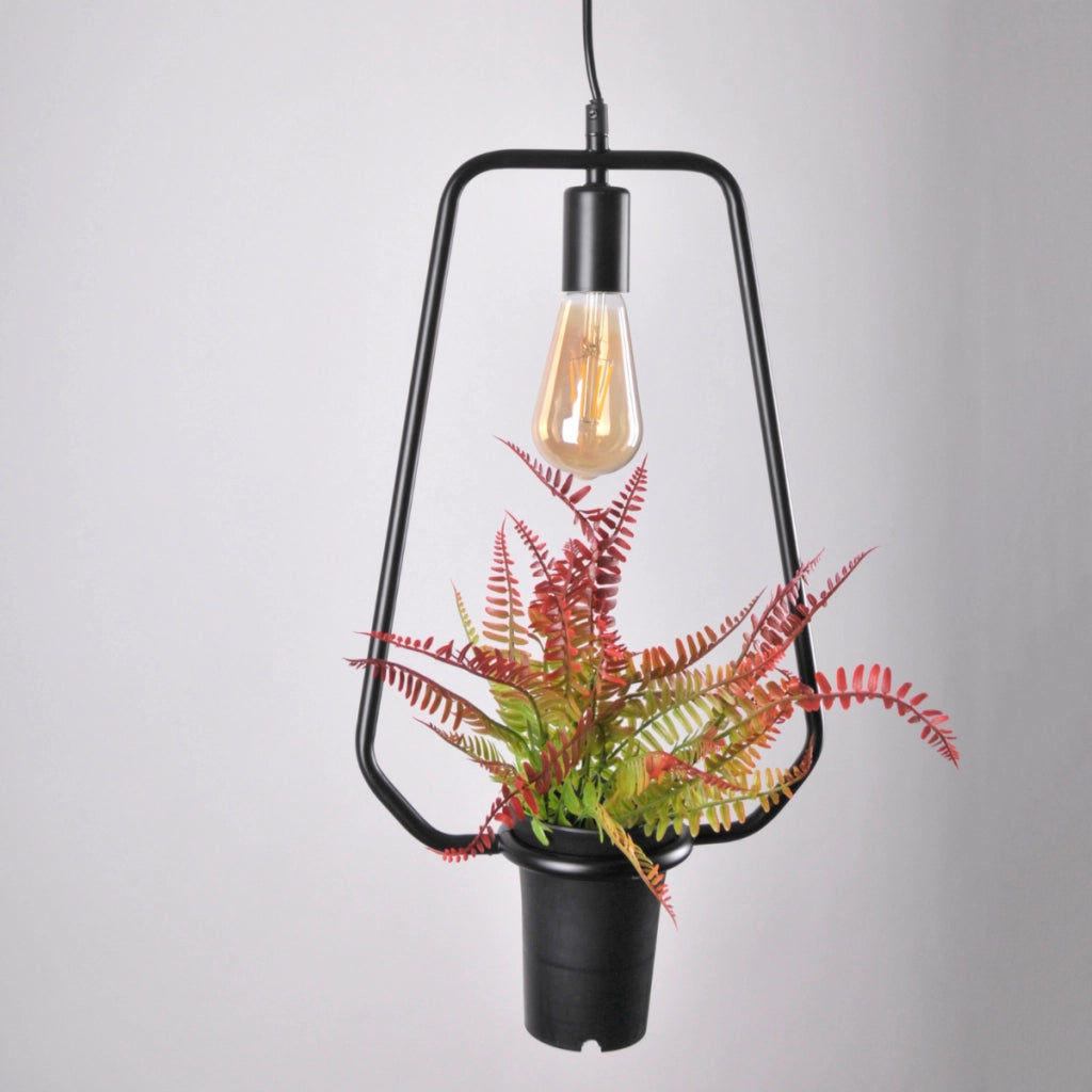 Lampada a sospensione trapezio nera E27 Soren Polux