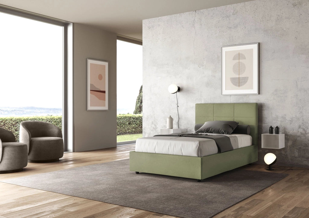 Letto 1 Piazza e Mezzo 120x210 cm Senza Rete Mika Tè verde