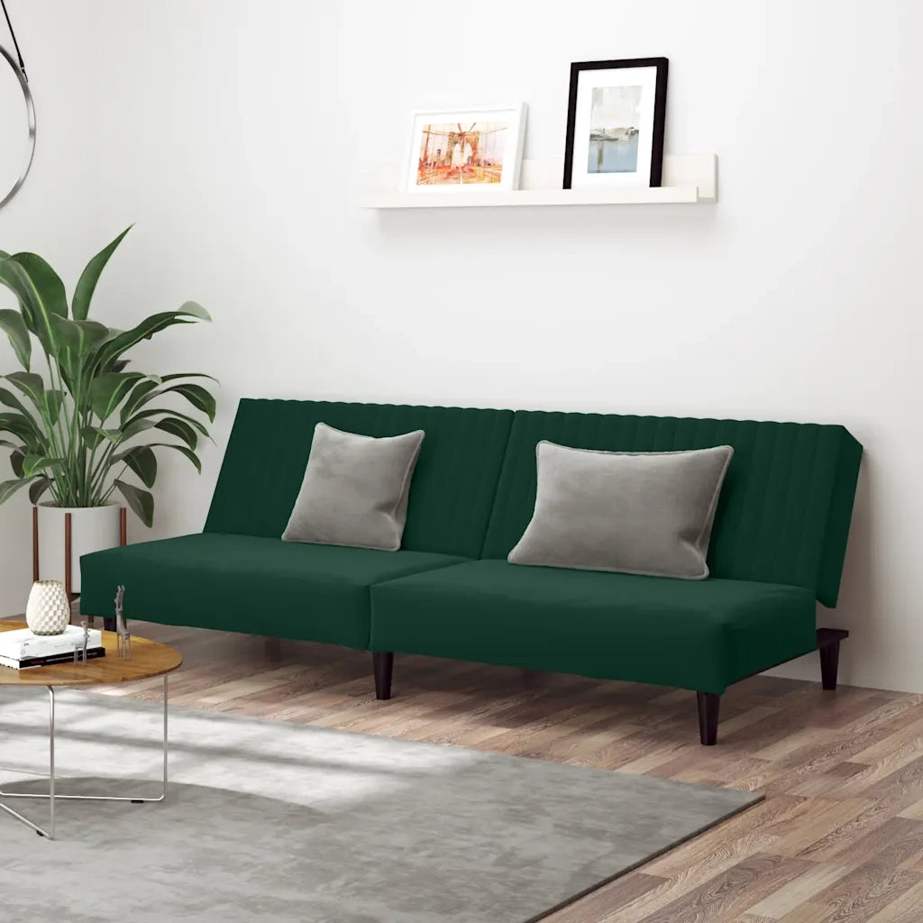 Divano Letto a 2 Posti-Sofa Letto 2 Posti-Daybed Verde Scuro in Velluto 651298