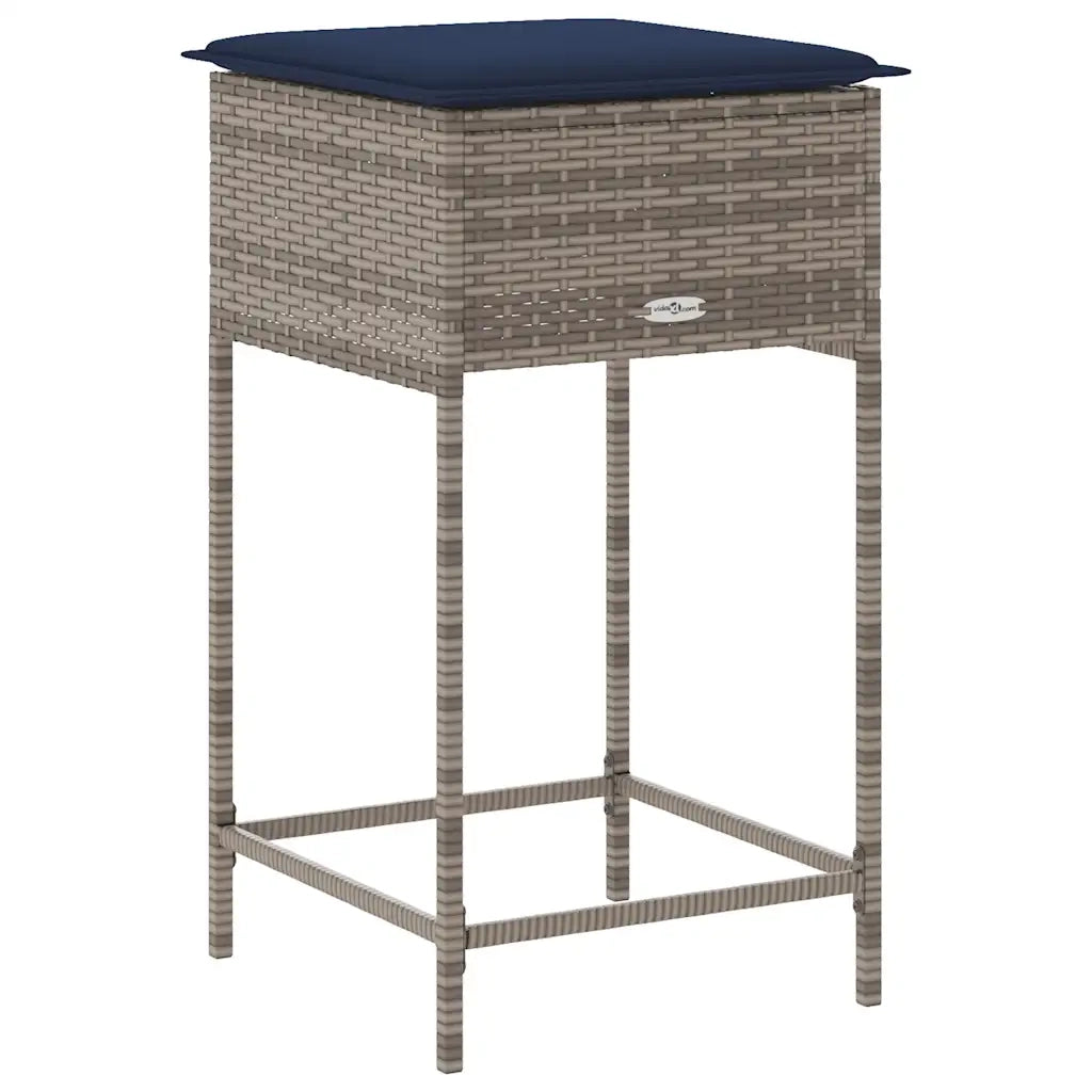 Sgabelli da giardino con Cuscini 2 pz in Polyrattan Grigio 368324