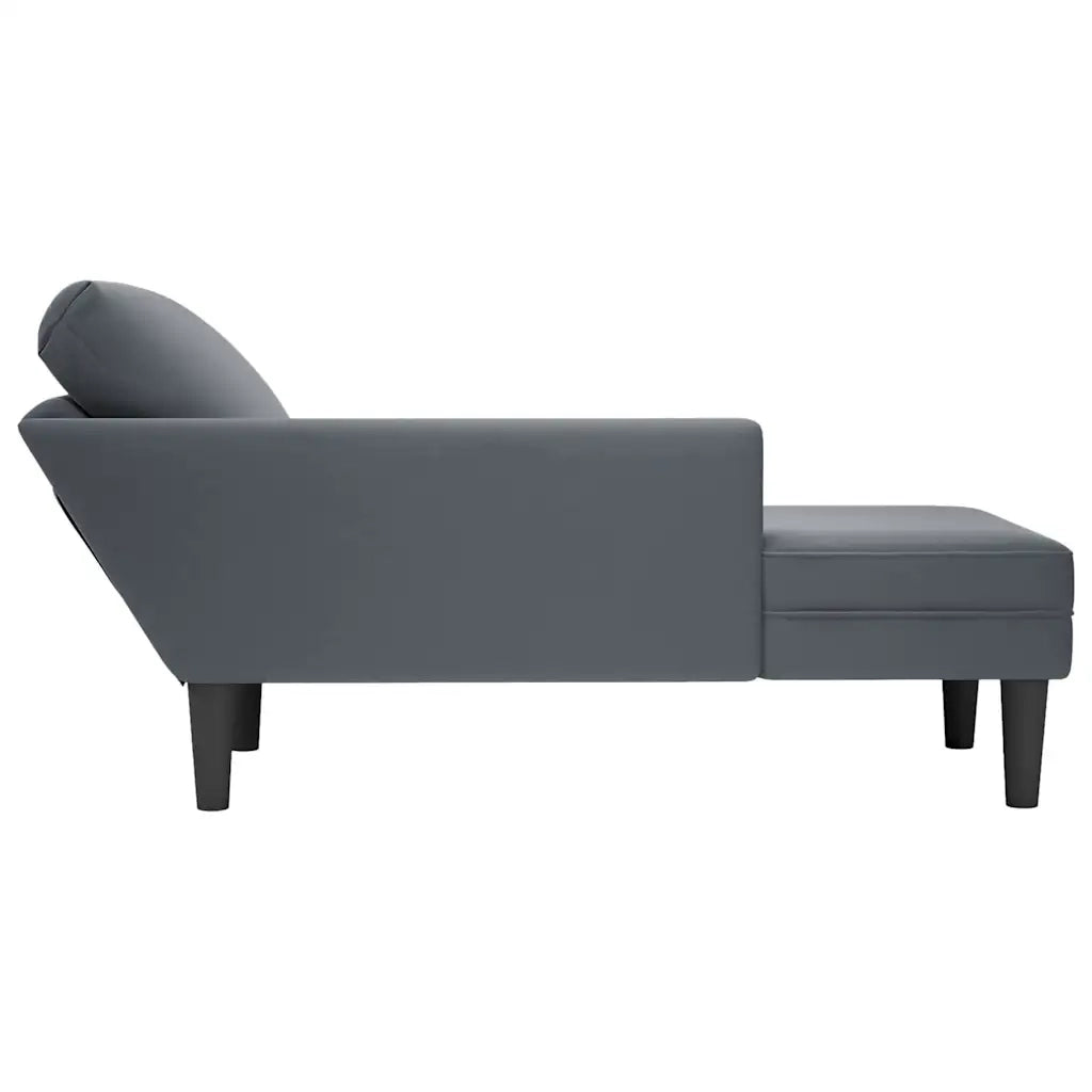 Sdraio con Cuscino e Bracciolo Destro in Velluto Grigio Scuro 4009808