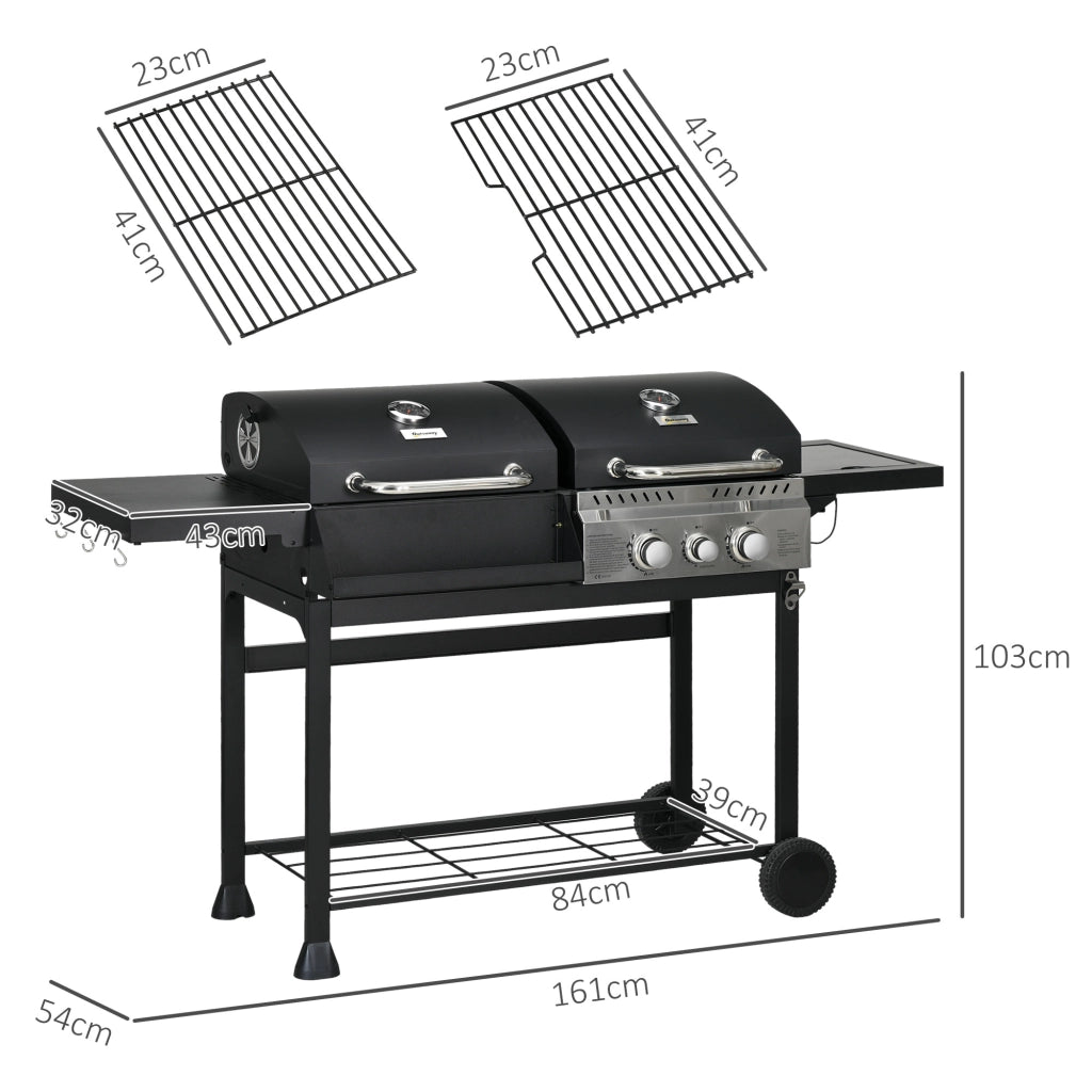 Barbecue a Gas con Termometro ¨C Xylo ¨C Nero e Argento 161x54x103 cm