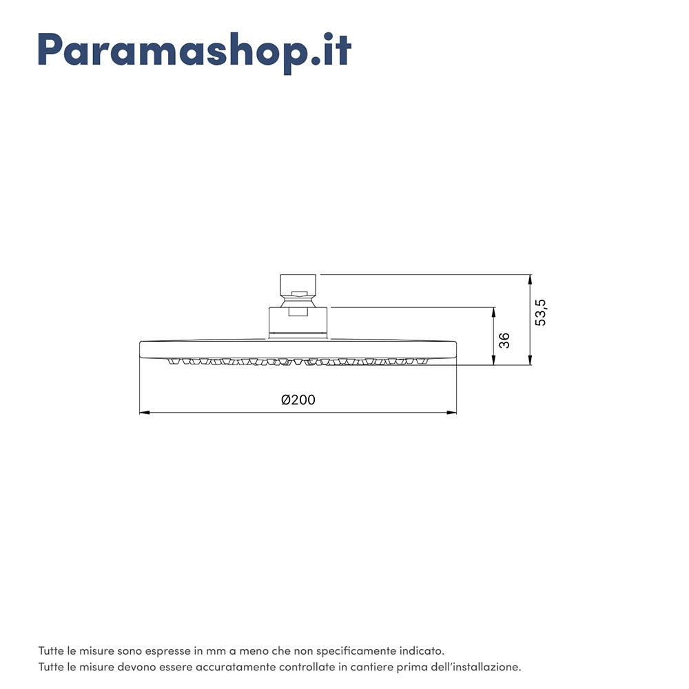 Soffione doccia Ø 20 cm orientabile in abs cromato