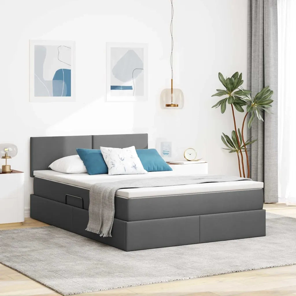 Letto con contenitore e materasso Grigio scuro 140 x 200 cm 3370450