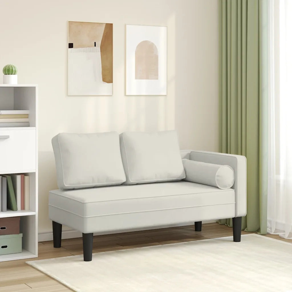 Chaise Longue con Cuscini Crema in Velluto 4007578