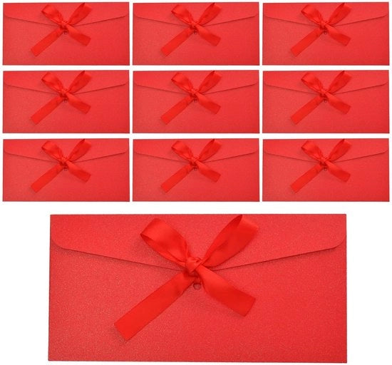 Pacchetti Enveloppe Helder Rosso - 10 pezzi - Carta Kraft - 22 x 11 cm - Vintage - Progettazione Lintone - Duraturo - Pacchetti di Enveloppe da Regalo