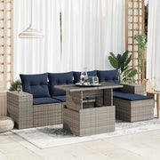 Set Divano da Giardino 6pz con Cuscini Grigio Polyrattan Acacia 3326782