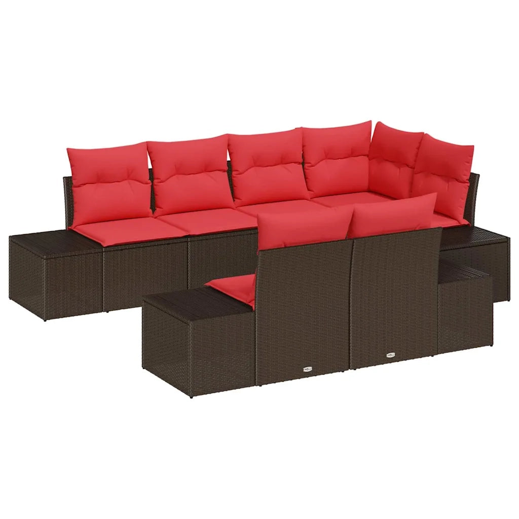 Set Divano da Giardino con cuscino 7 pcs Marrone polyrattan 3347104