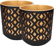 Set di 2 vasi in plastica nera dorata per piante decorative e erbe
