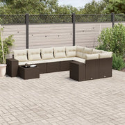 Set Divani da Giardino 10pz con Cuscini in Polyrattan Marrone 3223062