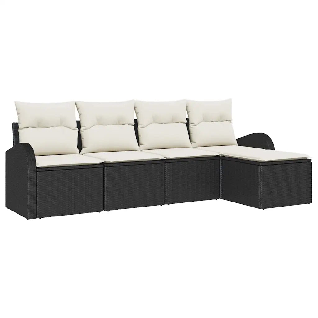 Set Divano da Giardino 5 pcs Nero polyrattan
