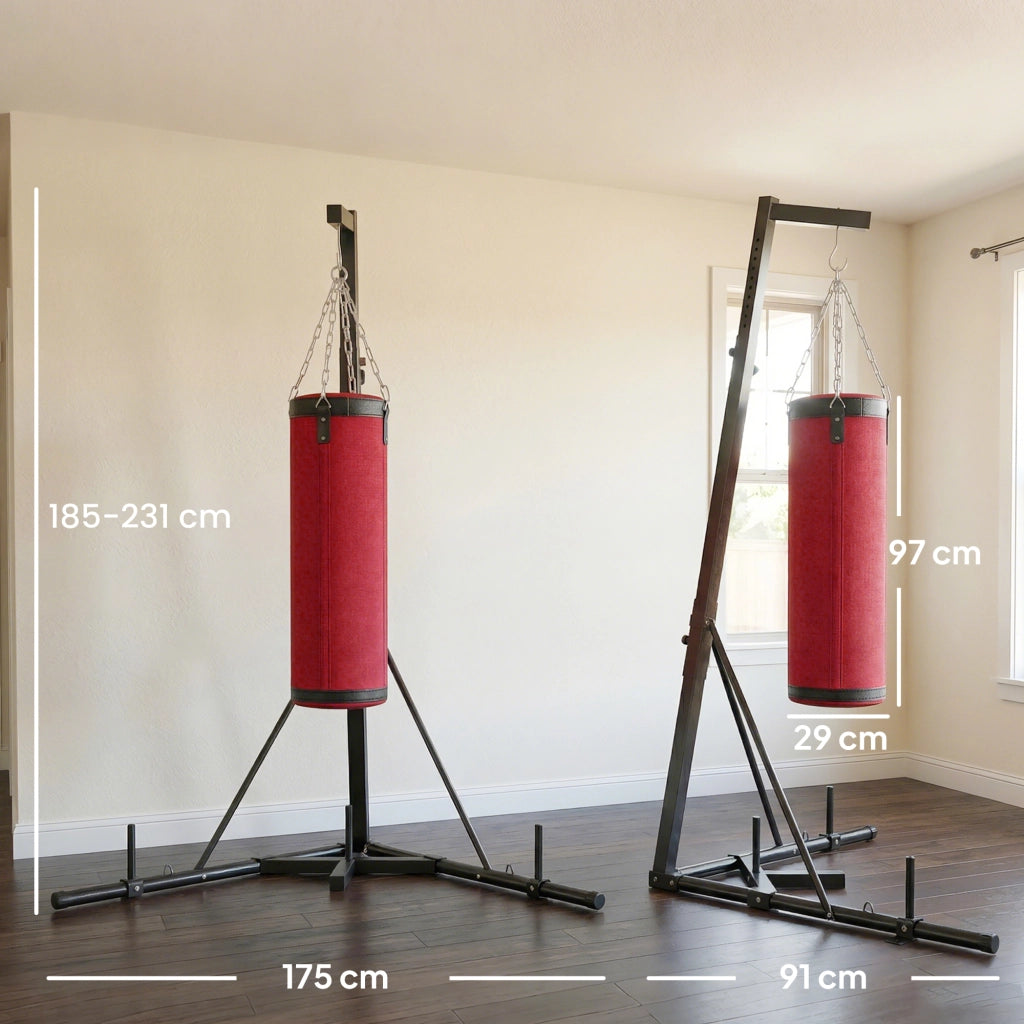 Sacco da Boxe Autoportante con Base Regolabile ¨C Minimal ¨C Rosso 175x91x231cm